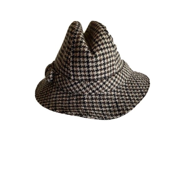 Country Gentleman Other - Country Gentleman Fedora‎ Brown Black Houndstooth Wool Blend Hat Small USA Made